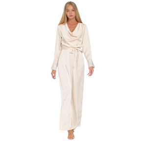 Jumpsuit - Long Sleeve Satin Silk