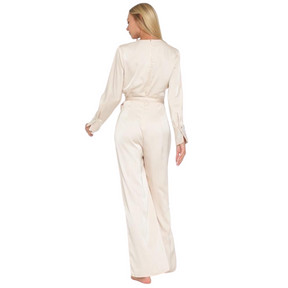 Jumpsuit - Long Sleeve Satin Silk