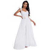 Jumpsuit - White Pleated