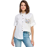 Blusa - Blanca con Piedras Colores